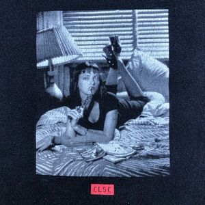 Clsc Pulp Fiction Uma Thurman Movie Quote Double Sided Black Tee - Size XL